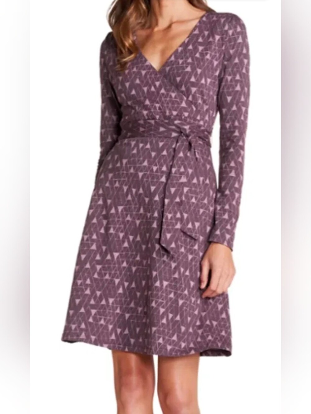 Toad&Co Cue Wrap Dress Women's size M Organic Cotton Jersey V-Neck Tie-Waist